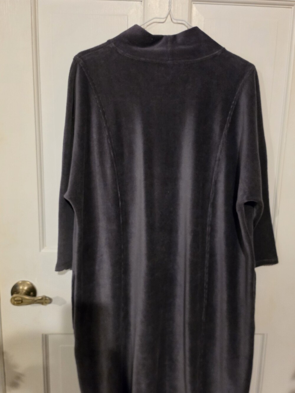 Pure Jill Velvet Corded Velour Mock Neck Shift Dress Charcoal Gray XL Petite